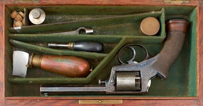 Lot 344 - A CASED 80-BORE FIVE-SHOT PERCUSSION DEANE, ADAMS & DEANE REVOLVER