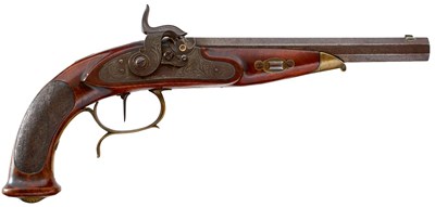 Lot 364 - A 50-BORE PERCUSSION OFFICER'S PISTOL BY JOHANN ADAM KUCHENREUTER AN REGENSBURG