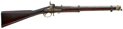 Lot 443 - A .650 CALIBRE PERCUSSION TWO-BAND NATIVE MOUNTED POLICE CARBINE