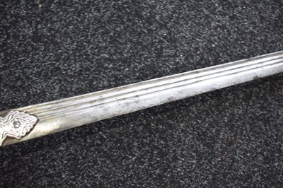 Lot 47 - A LATE 18TH OR EARLY 19TH CENTURY SILVER DECORATED INDIAN FIRANGI OR SWORD
