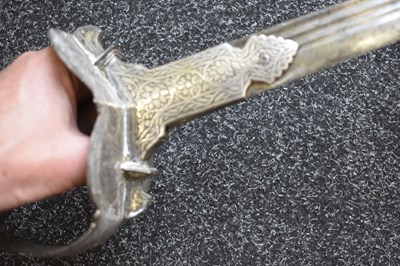 Lot 47 - A LATE 18TH OR EARLY 19TH CENTURY SILVER DECORATED INDIAN FIRANGI OR SWORD