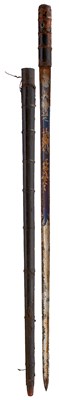 Lot A LATE 18TH CENTURY WALKING OUT OR SWORDSTICK WITH BLUED AND GILT BLADE