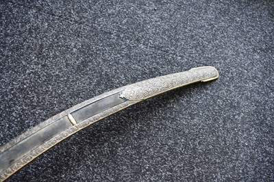 Lot 49 - A 19TH CENTURY WOOTZ DAMASCUS BLADED INDIAN TULWAR