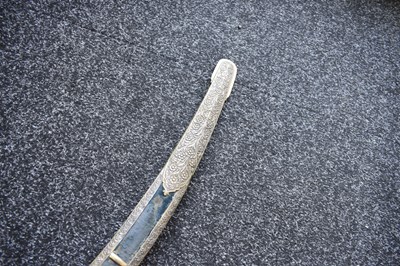 Lot 49 - A 19TH CENTURY WOOTZ DAMASCUS BLADED INDIAN TULWAR