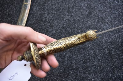 Lot 49 - A 19TH CENTURY WOOTZ DAMASCUS BLADED INDIAN TULWAR