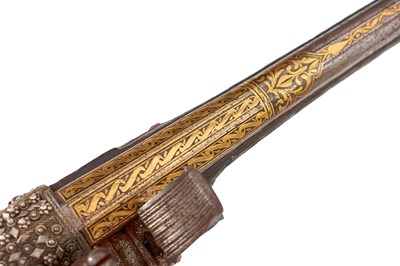 Lot 78 - AN ORNATE 18-BORE OTTOMAN TURKISH FLINTLOCK HOLSTER PISTOL