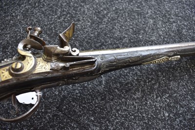 Lot 78 - AN ORNATE 18-BORE OTTOMAN TURKISH FLINTLOCK HOLSTER PISTOL