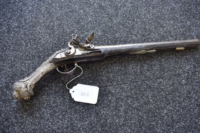 Lot 78 - AN ORNATE 18-BORE OTTOMAN TURKISH FLINTLOCK HOLSTER PISTOL