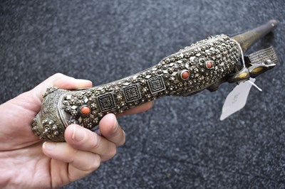 Lot 78 - AN ORNATE 18-BORE OTTOMAN TURKISH FLINTLOCK HOLSTER PISTOL