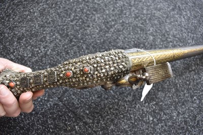 Lot 78 - AN ORNATE 18-BORE OTTOMAN TURKISH FLINTLOCK HOLSTER PISTOL