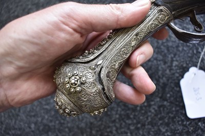 Lot 78 - AN ORNATE 18-BORE OTTOMAN TURKISH FLINTLOCK HOLSTER PISTOL