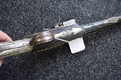 Lot 78 - AN ORNATE 18-BORE OTTOMAN TURKISH FLINTLOCK HOLSTER PISTOL
