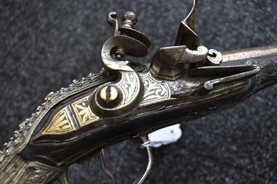 Lot 78 - AN ORNATE 18-BORE OTTOMAN TURKISH FLINTLOCK HOLSTER PISTOL
