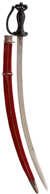 Lot 48 - A GOOD 19TH CENTURY BASALT HILTED INDIAN SHAMSHIR