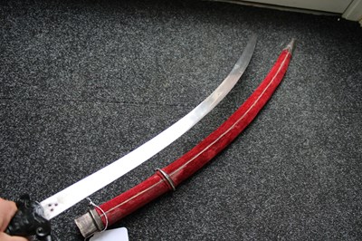 Lot 48 - A GOOD 19TH CENTURY BASALT HILTED INDIAN SHAMSHIR