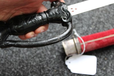 Lot 48 - A GOOD 19TH CENTURY BASALT HILTED INDIAN SHAMSHIR