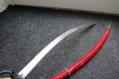 Lot 48 - A GOOD 19TH CENTURY BASALT HILTED INDIAN SHAMSHIR
