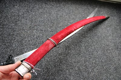 Lot 48 - A GOOD 19TH CENTURY BASALT HILTED INDIAN SHAMSHIR