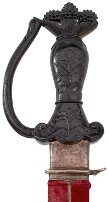 Lot 48 - A GOOD 19TH CENTURY BASALT HILTED INDIAN SHAMSHIR