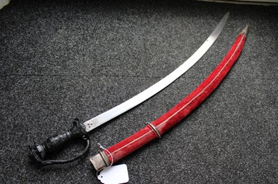 Lot 48 - A GOOD 19TH CENTURY BASALT HILTED INDIAN SHAMSHIR