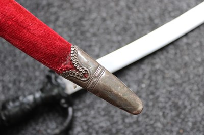 Lot 48 - A GOOD 19TH CENTURY BASALT HILTED INDIAN SHAMSHIR