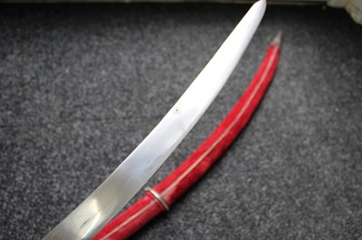 Lot 48 - A GOOD 19TH CENTURY BASALT HILTED INDIAN SHAMSHIR