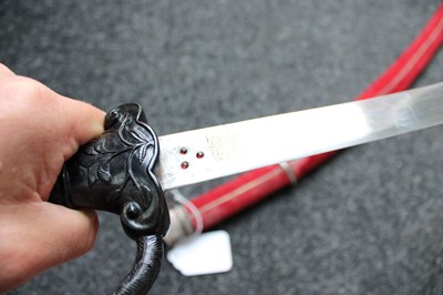 Lot 48 - A GOOD 19TH CENTURY BASALT HILTED INDIAN SHAMSHIR