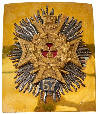 Lot 571 - A 57TH REGIMENT OF FOOT (WEST MIDDLESEX) OFFICER'S SHOULDER BELT PLATE