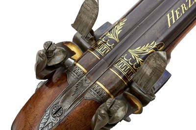 Lot 376 - OF ROYAL INTEREST: A 22-BORE COMBINATION FLINTLOCK SPORTING GUN AND RIFLE BY CRAUSE OF HERZBERG