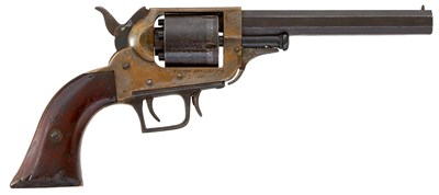 Lot 326 - A .36 CALIBRE PERCUSSION FIVE-SHOT TWIN TRIGGER WHITNEY HAND ROTATED REVOLVER
