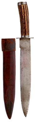 Lot 663 - AN INDIAN BOWIE OR HUNTING KNIFE