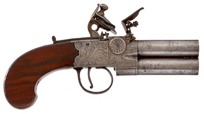 Lot 359 - A 54-BORE FLINTLOCK BOXLOCK TAP ACTION POCKET PISTOL