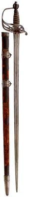 Lot 92 - OF INDIAN ARMY INTEREST - AN 18TH CENTURY BRITISH OFFICER'S SPADROON WITH LATER INDIAN HILT