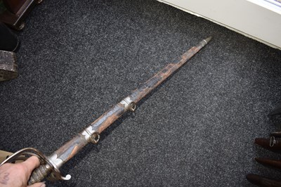 Lot 92 - OF INDIAN ARMY INTEREST - AN 18TH CENTURY BRITISH OFFICER'S SPADROON WITH LATER INDIAN HILT