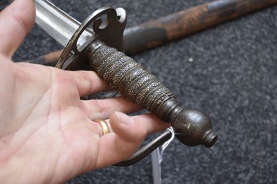 Lot 92 - OF INDIAN ARMY INTEREST - AN 18TH CENTURY BRITISH OFFICER'S SPADROON WITH LATER INDIAN HILT