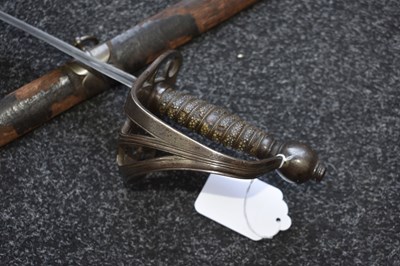 Lot 92 - OF INDIAN ARMY INTEREST - AN 18TH CENTURY BRITISH OFFICER'S SPADROON WITH LATER INDIAN HILT