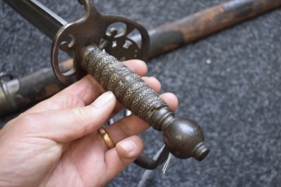 Lot 92 - OF INDIAN ARMY INTEREST - AN 18TH CENTURY BRITISH OFFICER'S SPADROON WITH LATER INDIAN HILT