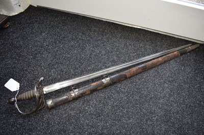 Lot 92 - OF INDIAN ARMY INTEREST - AN 18TH CENTURY BRITISH OFFICER'S SPADROON WITH LATER INDIAN HILT