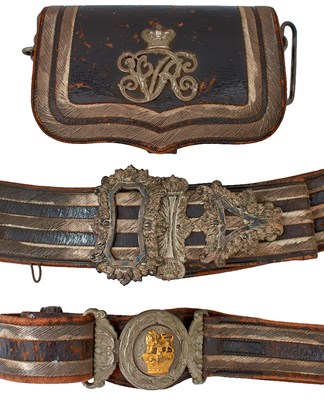 Lot 593 - A VICTORIAN MEDICAL OFFICER'S SHOULDER BELT, POUCH AND SWORD BELT ENSEMBLE