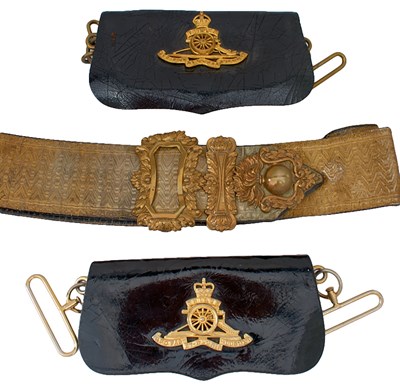 Lot 595 - A ROYAL ARTILLERY OFFICER'S SHOULDER BELT AND POUCH
