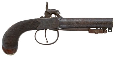 Lot 363 - A CRISP 36-BORE PERCUSSION BAYONET POCKET PISTOL