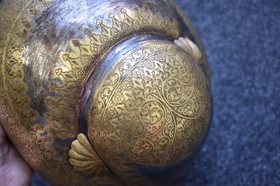 Lot 55 - A MID TO LATE 19TH CENTURY INDIAN SIKH TURBAN HELMET