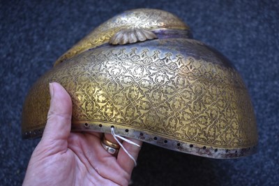 Lot 55 - A MID TO LATE 19TH CENTURY INDIAN SIKH TURBAN HELMET