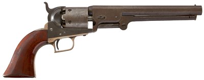 Lot 323 - A SCARCE .36 CALIBRE SIX-SHOT PERCUSSION SQUARE BACK COLT NAVY REVOLVER