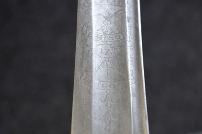 Lot 82 - A SCARCE REGIMENTALLY MARKED 1788 PATTERN LIGHT CAVALRY OFFICER'S SWORD TO CAPTAIN JEPHSON OF THE 17TH LIGHT DRAGOONS