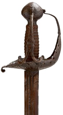 Lot AN ENGLISH CIVIL WAR PERIOD MORTUARY HILTED BACK SWORD