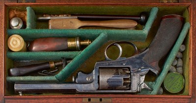 Lot A CASED 54-BORE FIVE-SHOT PERCCUSSION BEAUMONT ADAMS REVOLVER