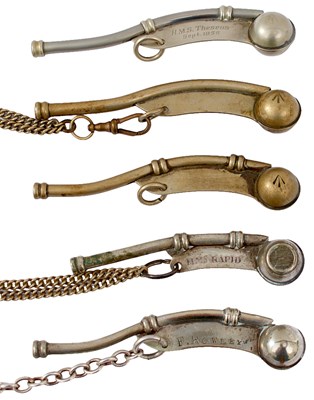 Lot FIVE VARIOUS BOSUN'S WHISTLES