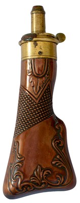 Lot A MEDIUM SIZED GUN STOCK POWDER FLASK