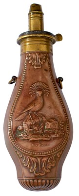 Lot A LARGE SIZED FANCY SHAPED FRENCH POWDER FLASK